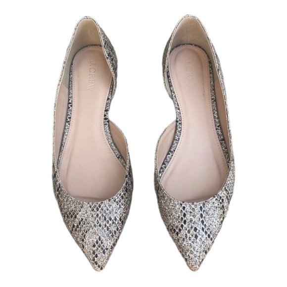 J. Crew Shoes - J Crew Audrey Snakeskin Glitter Flats